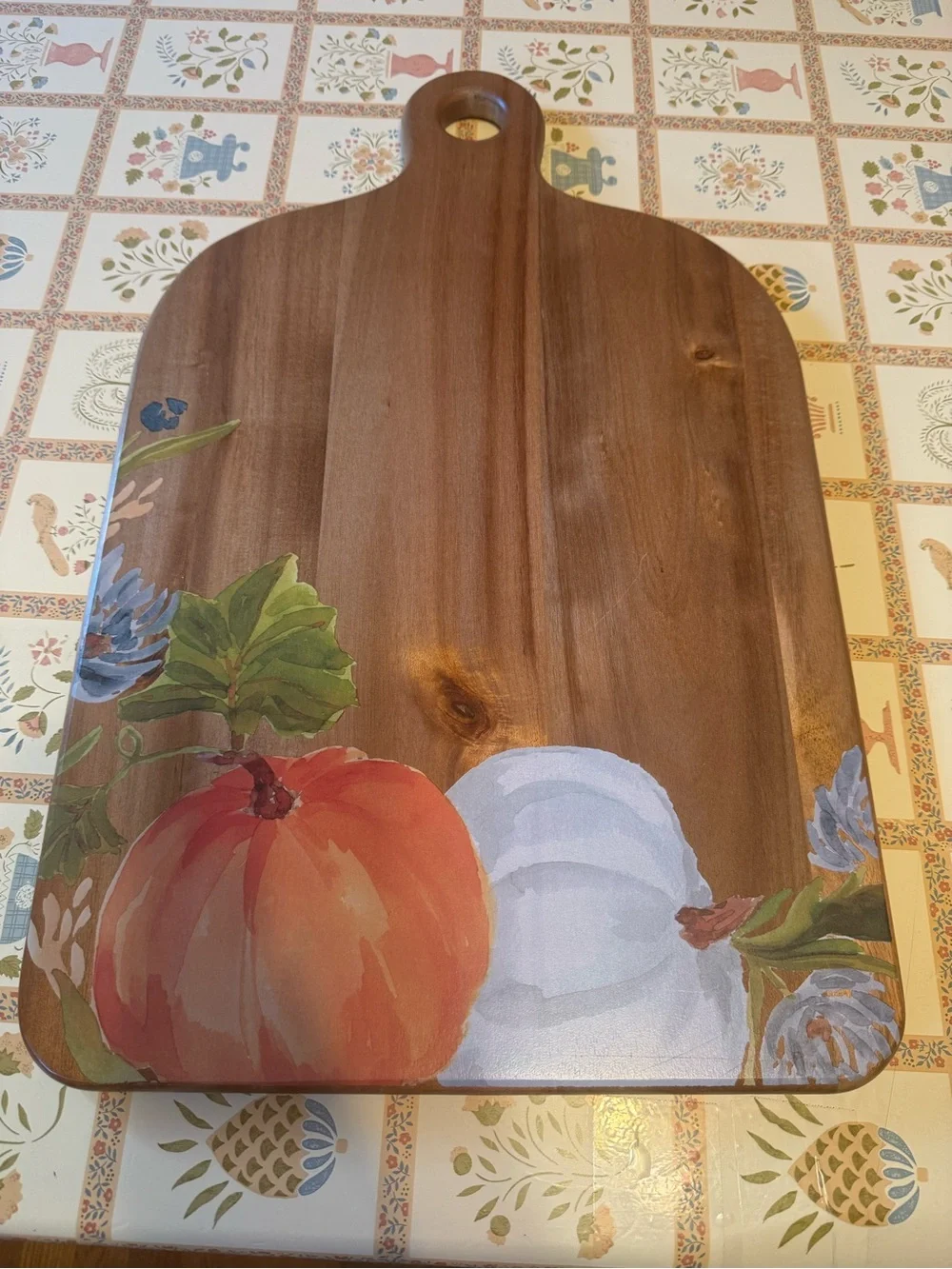 hand-painted wooden paddle cutting and charcuterie board